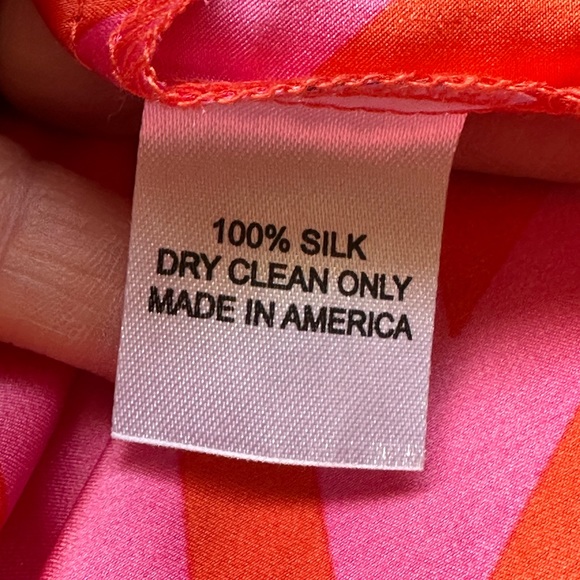 Amanda Uprichard Orange & Red Geometric V Neck Mini Dress 100% Silk Chev… - Picture 13 of 13